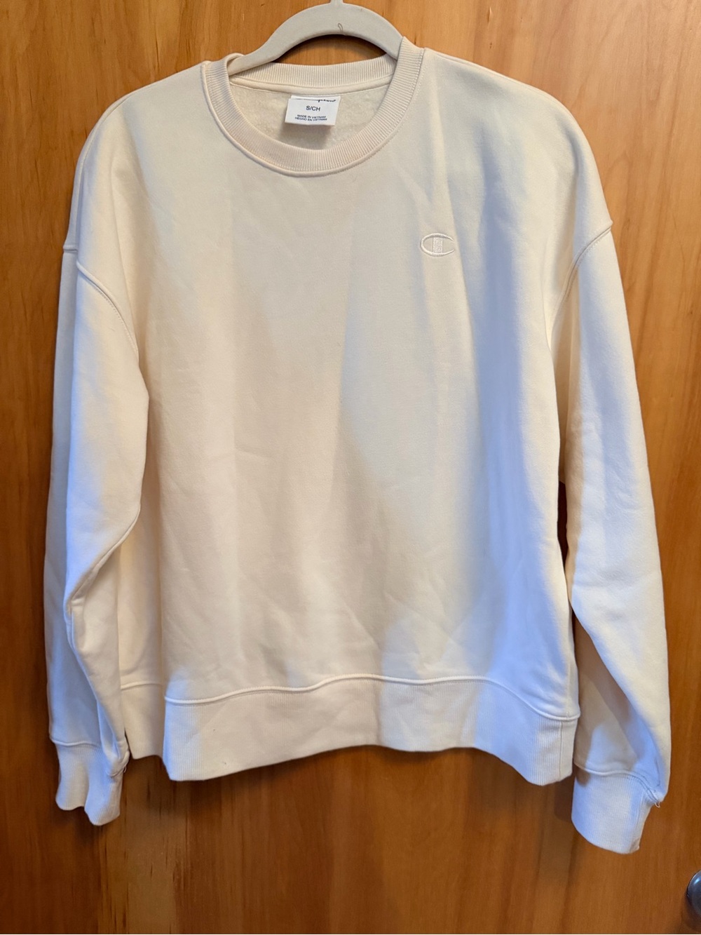 Champion Cream Crewneck Pullover with Subtle Logo